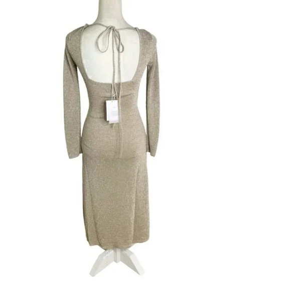 MISA Los Angeles Minka Cutout Gold Metallic Knit Midi Dress Size XS NWT - Picture 6 of 13